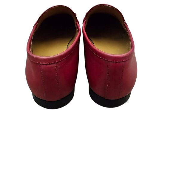 Gucci Jordaan Horsebit Flat Slip On Loafer Red Leather Gold Buckle Size 37 US 7 - Picture 7 of 11